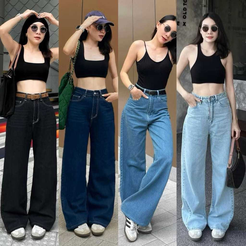 PROMO CELANA JEANS HIGHTWAITS WANITA BOYFRIEND TERBARU | JEANS KULOT | CELANA KULOT JEANS JUMBO