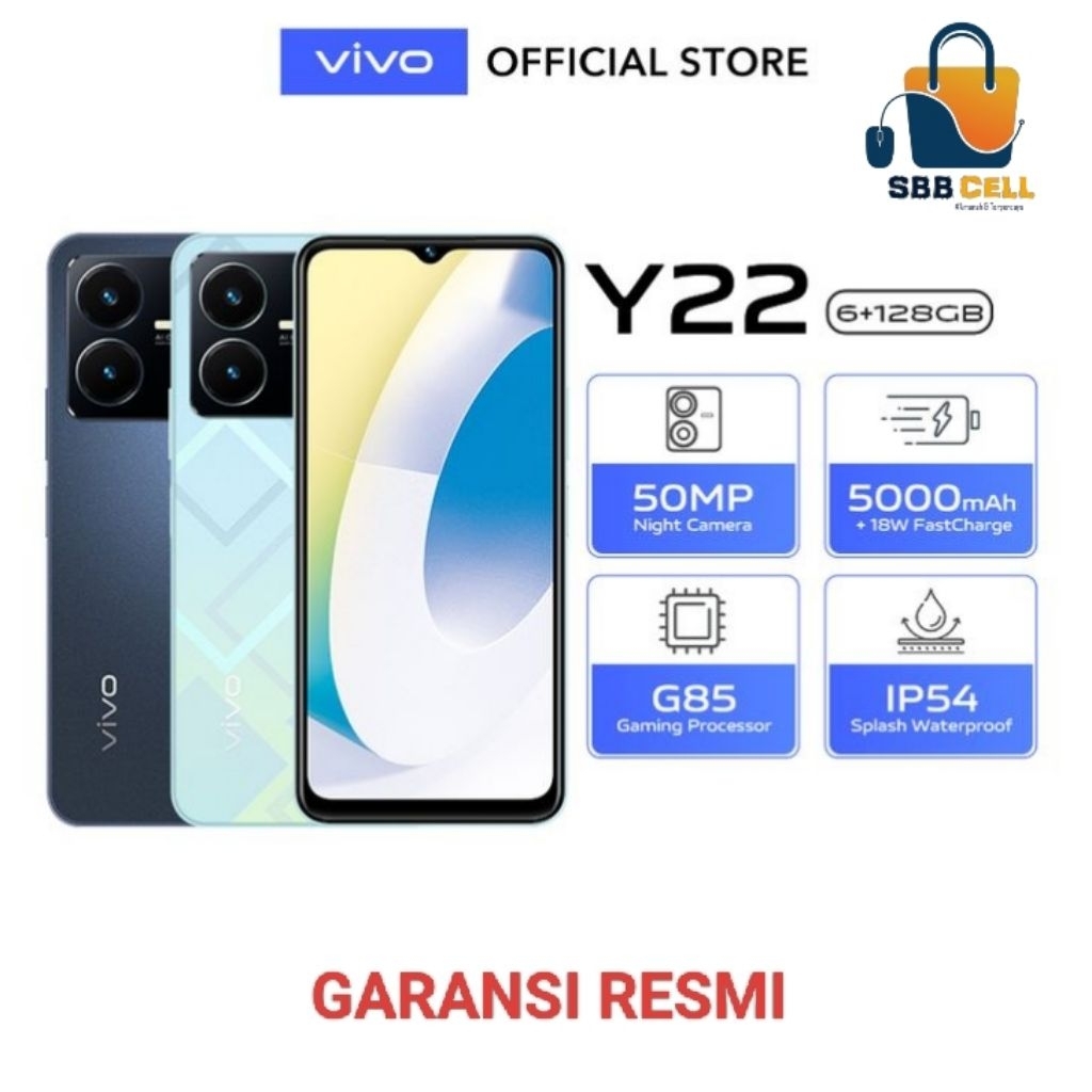 HP VIVO Y22 6/128 GB - VIVO Y 22 RAM 6GB ROM 128GB GARANSI RESMI VIVO