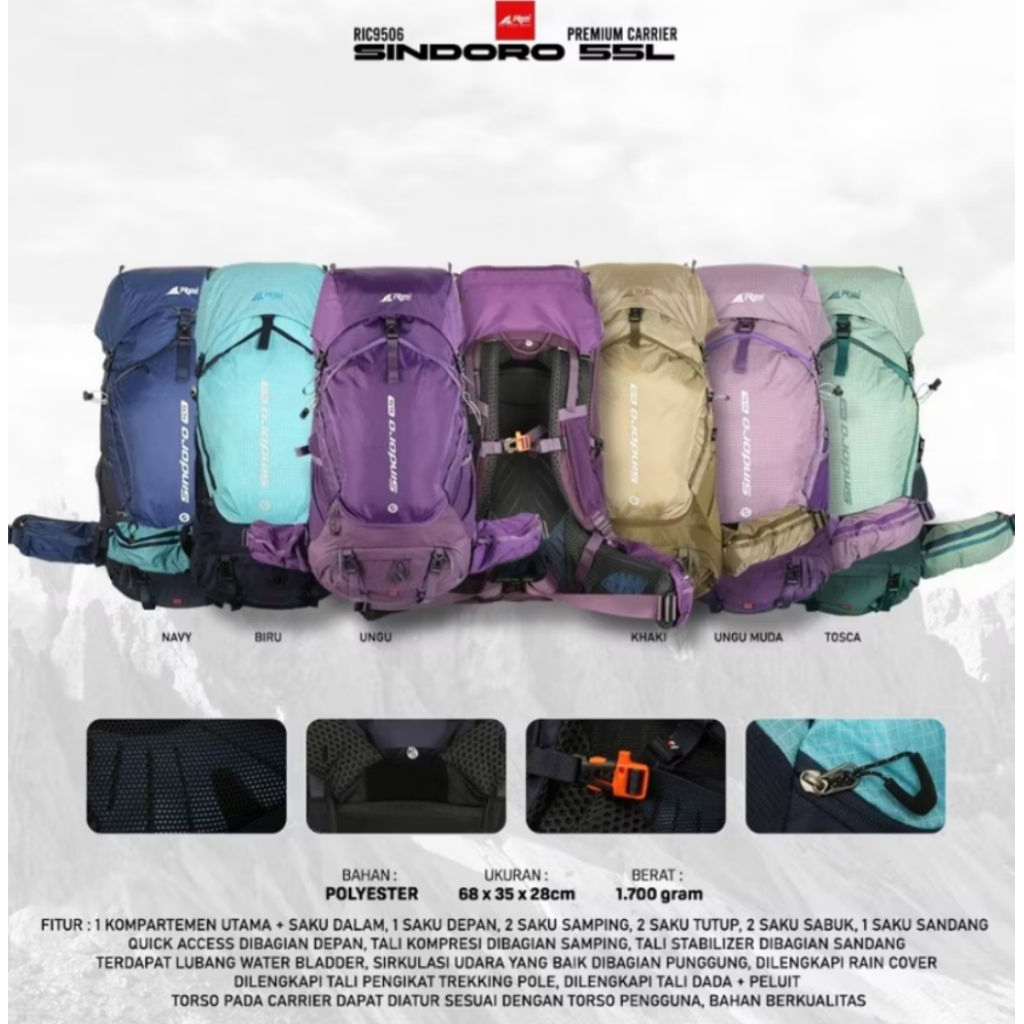 Carril Premium Sindoro 55L Tas Gunung Sindoro 55L Areioutdoorgear