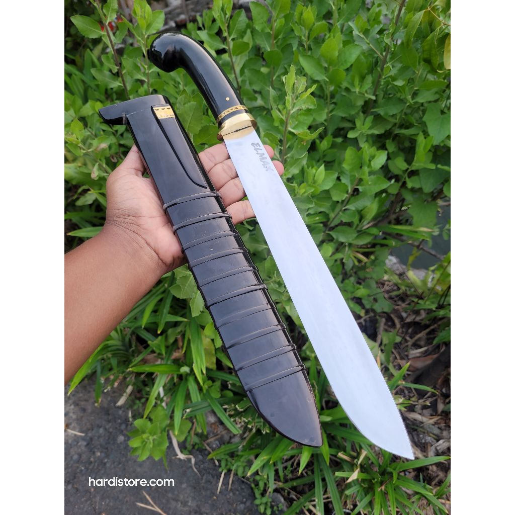 Pisau Sembelih 30,3 cm Baja ELMAX Powder Metalurgy Warangka Full Tanduk Kebo Hitam