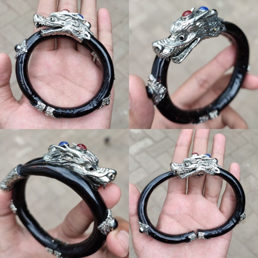 Gelang Akar Bahar Hitam Sadi Variasi Alpaca Naga Original / Akar Bahar Asli