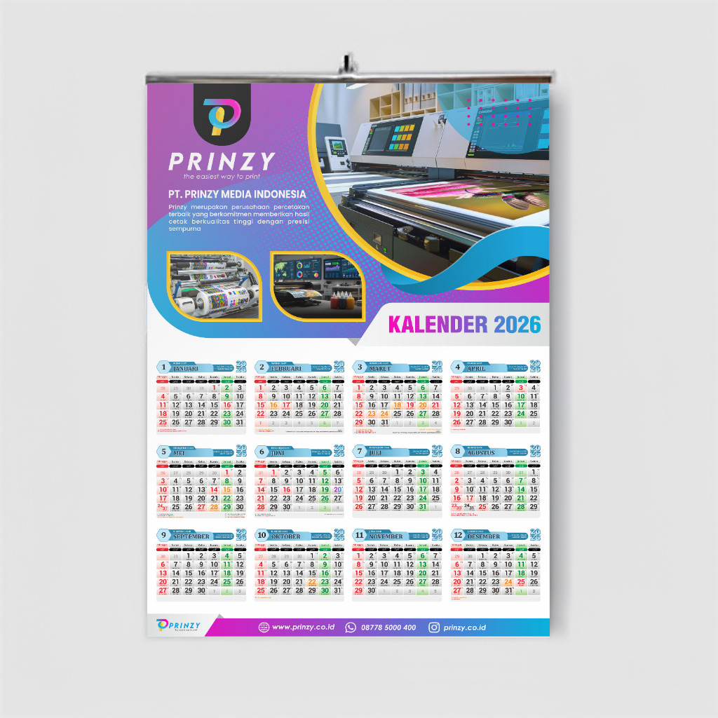 Prinzy - Cetak Kalender Custom (1 Lembar - 12 Bulan)