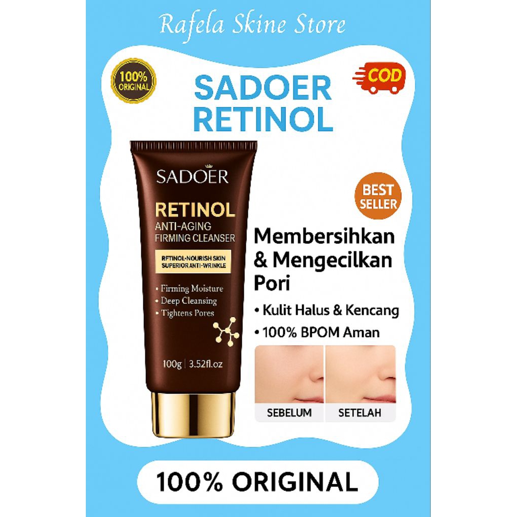 Sadoer Retinol Sabun Wajah 100g – Anti Aging, Mengencangkan & Mengecilkan Pori | Retinol Face Wash C