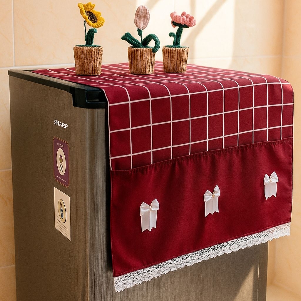 TAPLAK kulkas minimalis taplak kulkas kain katun cover kulkas aesthetic sarung kulkas aesthetic tapl