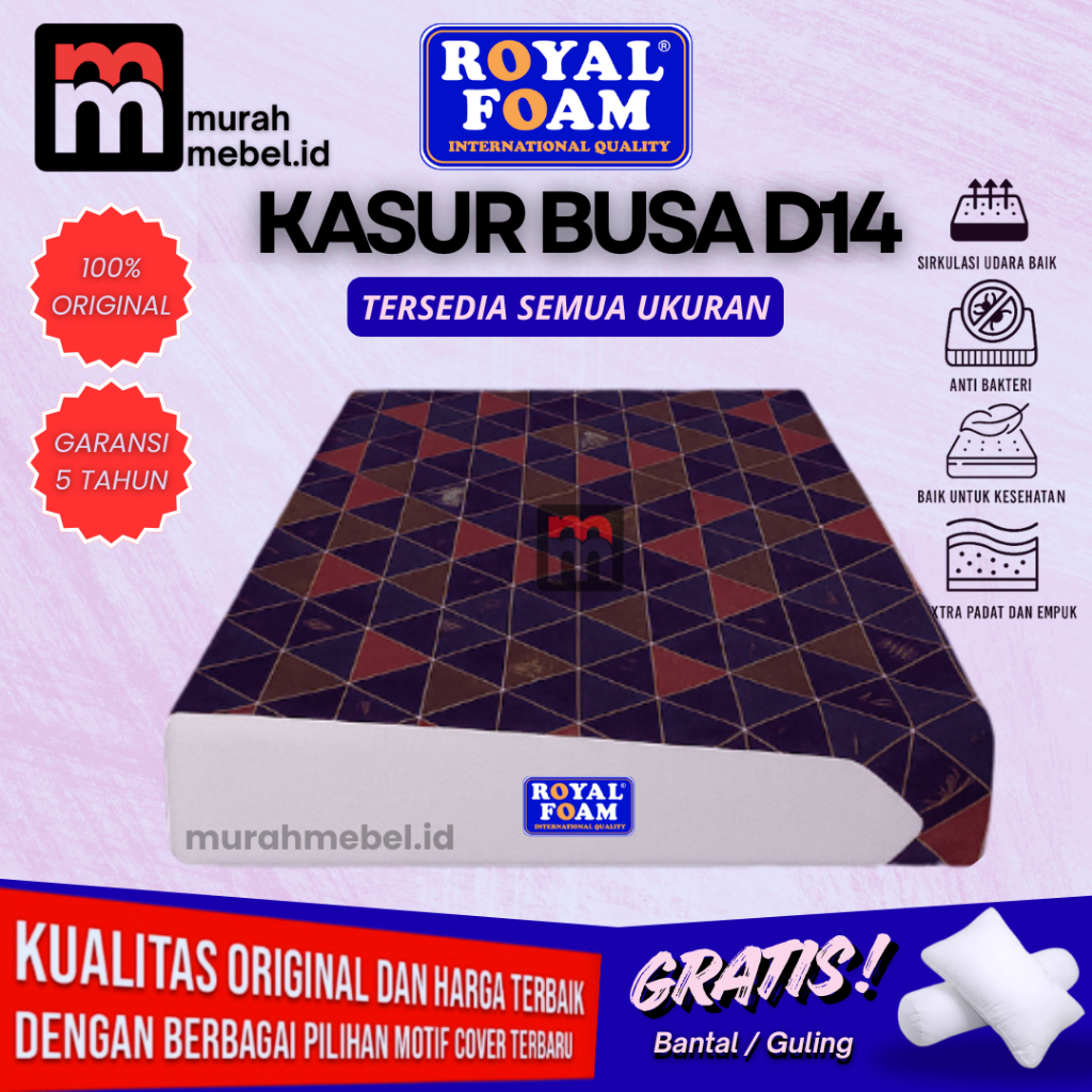 Kasur Busa Royal Foam Allea D14 Garansi 5 Tahun Original Anti Kempes 200 x 90 100 120 140 160 180