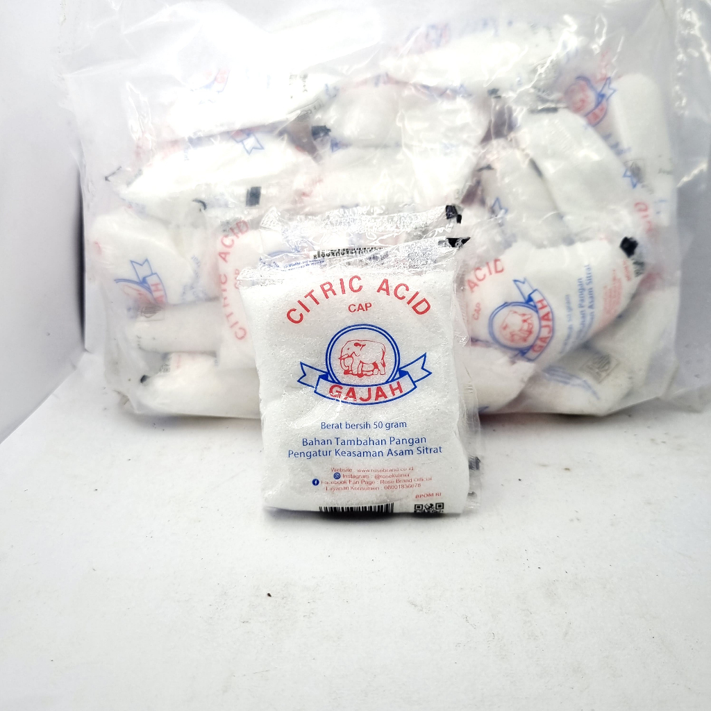 Paket Isi 20 Sitrun Citric Acid 50gr | Citrun cap gajah Pemutih pakaian atau tambahan pangan