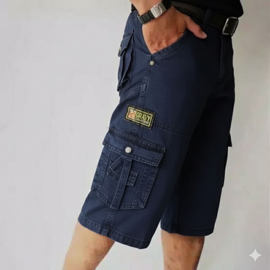 Celana pendek pria cargo bawah lutut