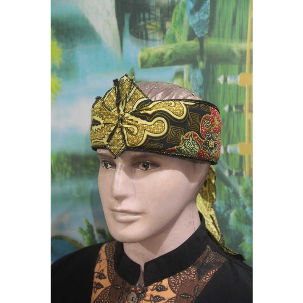 blangkon iket kepala sunda jawa batik tradisional dewasa atas BOLONG (IKBD HIJAU)