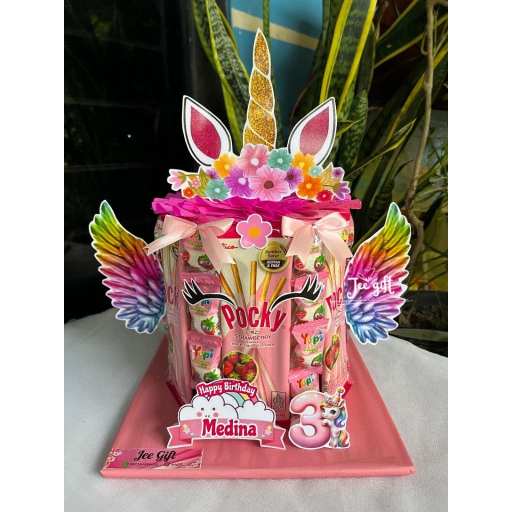 Tower snack tema Unicorn/snack tower/cake snack/hadiah ultah, kelulusan dll