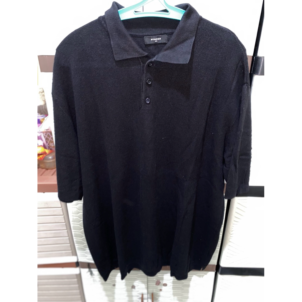 Bymono polo rajut hitam bigsize 2xl