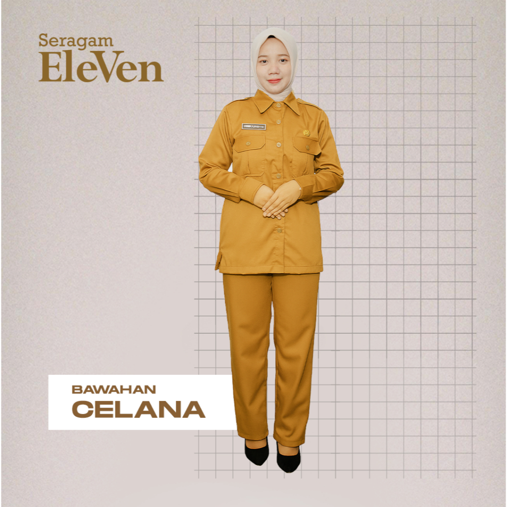 Baju  PEMDA Wanita PNS Terbaru Model Stelan Saku Dada Rok A/Rok Span/Celana