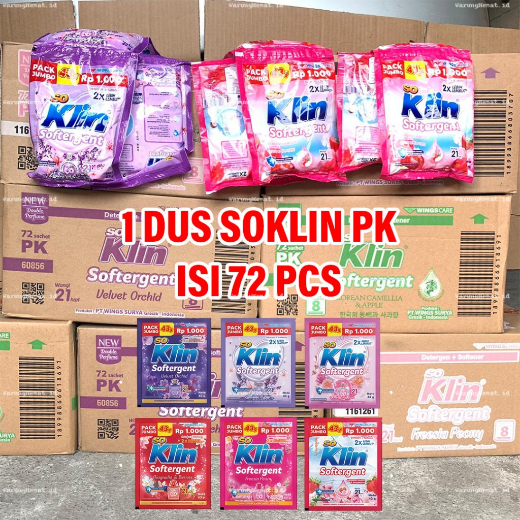 1 Dus isi 72 Pcs Deterjen Soklin Pk/Renceng Bubuk Kemasan 1000