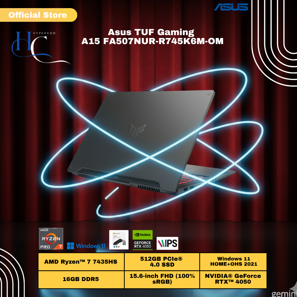 Asus TUF Gaming A15 FA507NUR [Ryzen 7 7435HS /RAM 16GB/SSD 512G/ RTX4050/15.6' FHD W11+OHS+M365]