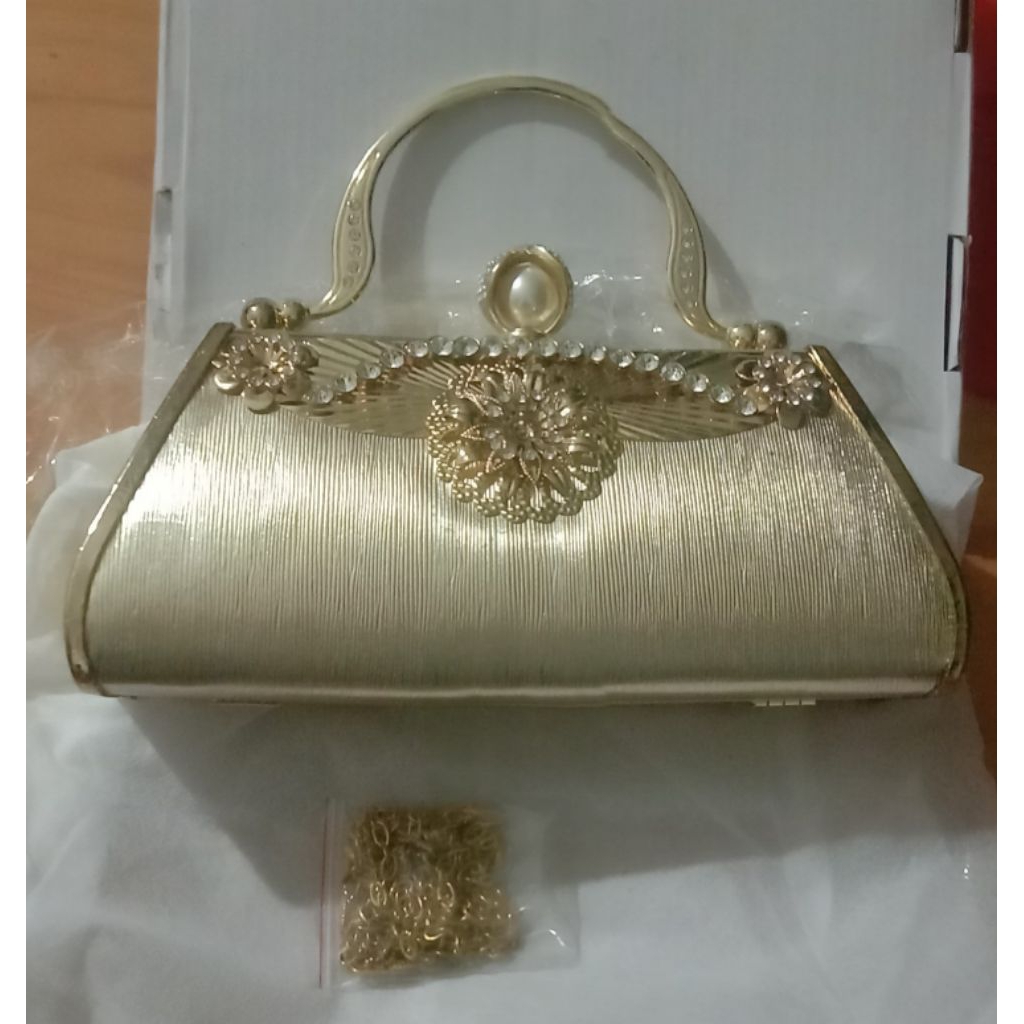 Tas pengantin wanita Tas Pesta mini diamond gold