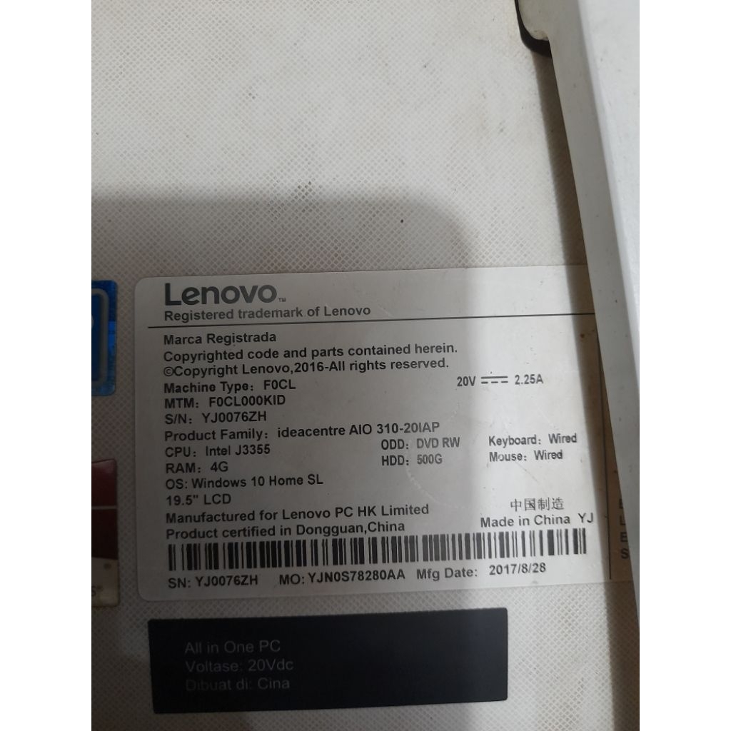 MAINBOARD PC ALL IN ONE LENOVO IDEACENTRE  310-201AP