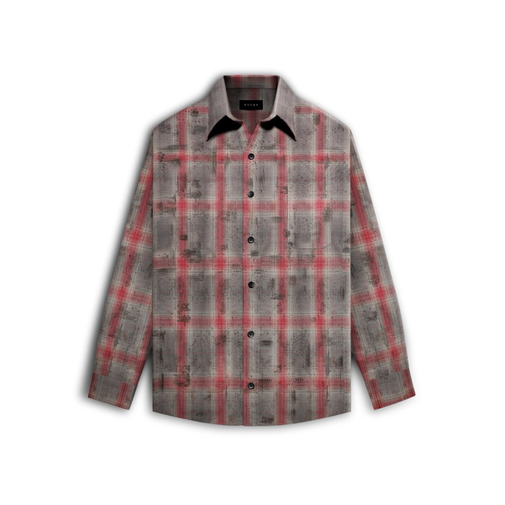 RUCAS Marble Red Flannel Shirt(Size S)