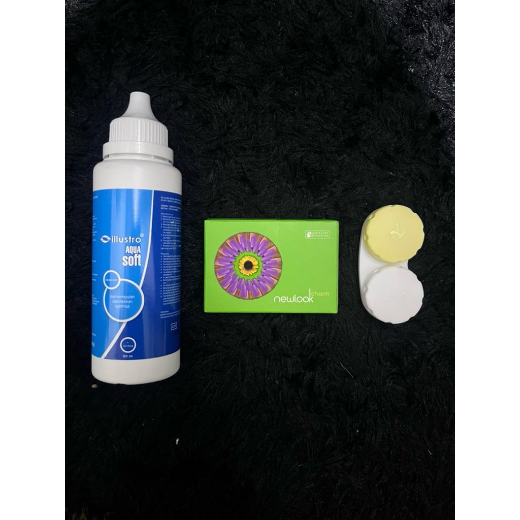 Softlens Grey + Cairan Pembersih Softlens + Kotak Softlens SEALED ORIGINAL MELAWAI