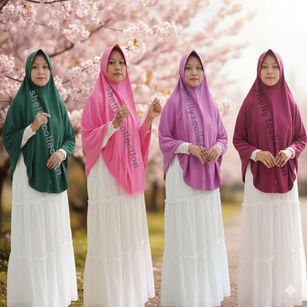 HIJAB SYAR'I SUPER JUMBO  BERGO NON SERUT POLOS BAHAN KAOS ELRAHMA  IBU-IBU MODEL KEKINIAN