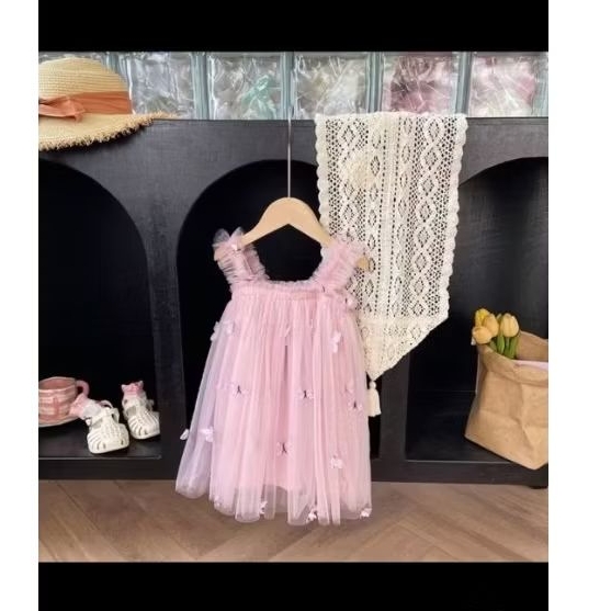 Elies butterflies dress anak perempuan size 130 preloved