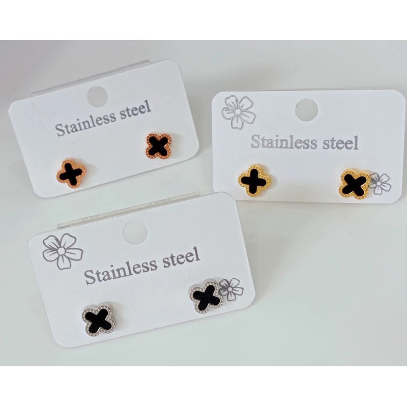 TITANIUM ANTING TUSUK CLOVER KECIL PERHIASAN WANITA TERBARU