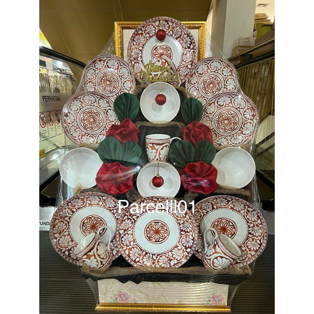 dinnerset sango full/parcel keramik natal/hampers pecah belah natal/parcel natal 2025