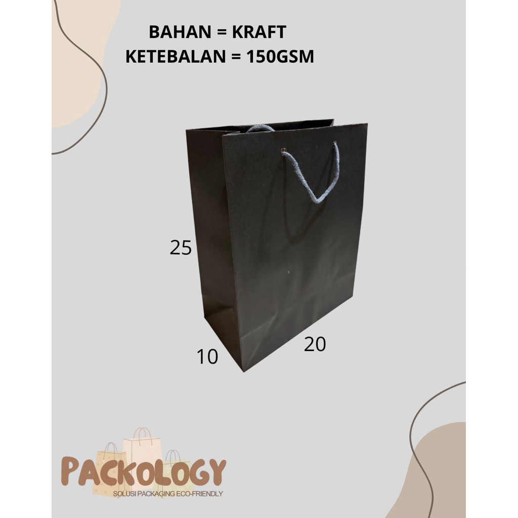 PAPERBAG KRAFT HITAM POLOS / PAPERBAG KRAFT POLOS / PAPERBAG POLOS / TAS KERTAS KRAFT POLOS / TAS KE
