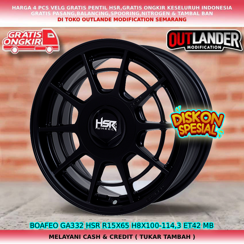 Velg racing mobil Karimun Estilo| Splash| Swift| WagonR| Agya| Altis| Ayla dll velg hsr boafeo R15