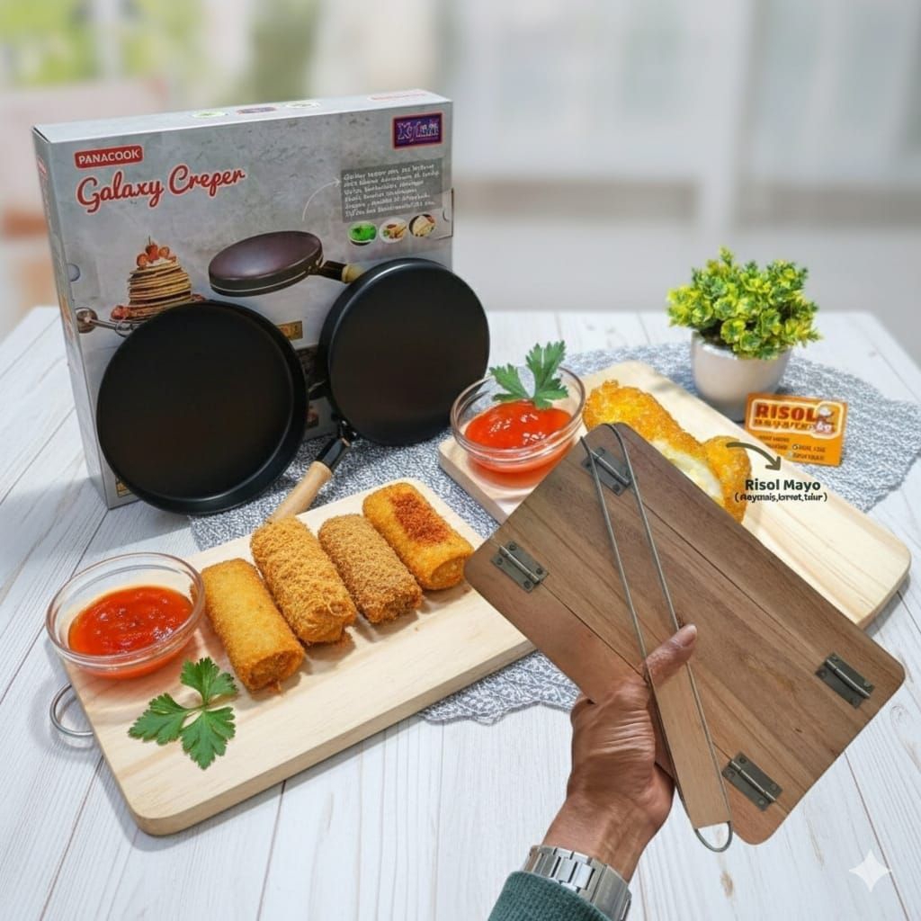 Paket Lengkap Teflon Risoles Anti Lengket Teflon Kulit Lumpia [22cm] Wajan Walik Crepes