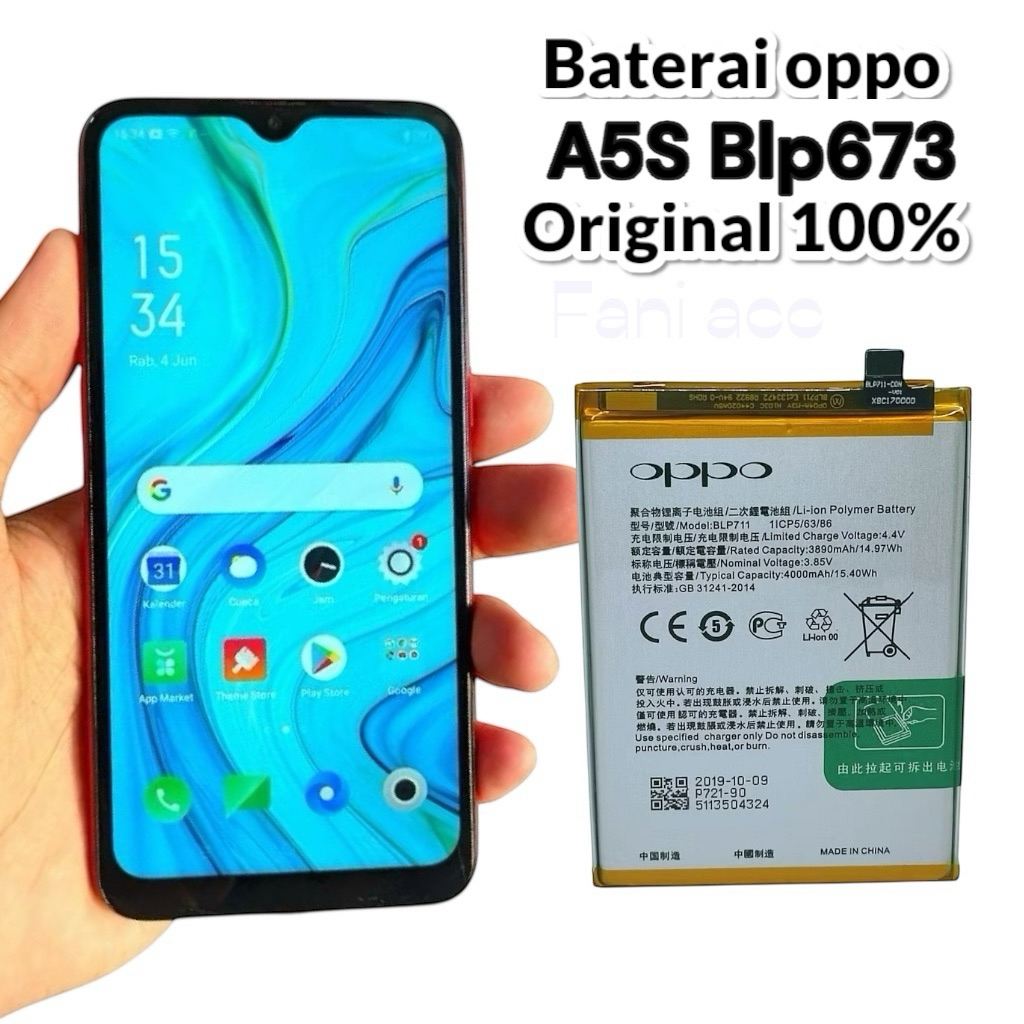BATERAI Batre OPPO ORIGINAL A3S / A5S / A7 / A12 / A31 / A11K / C1 BLP673 Original 100% Asli