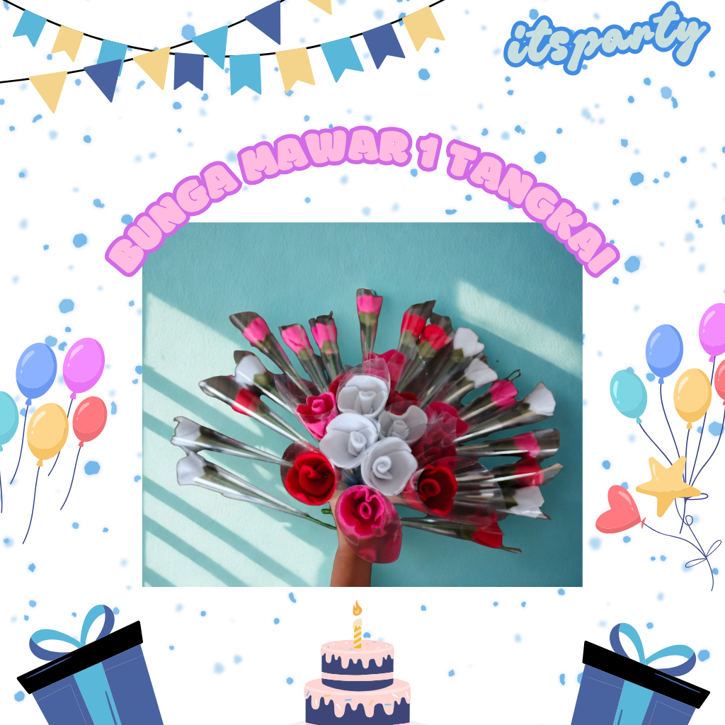Bunga Mawar Flanel Bunga Mawar 1 Tangkai Buket Bunga Hari Guru Bunga Mawar Merah Pink Putih