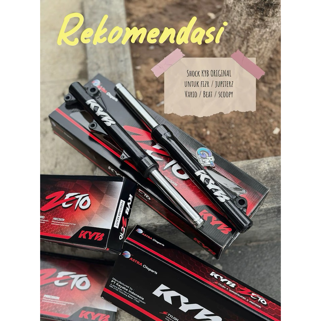 SHOCK BREAKER DEPAN KYB ZETO ORIGINAL KAYABA JAPAN SKOK VARIO BEAT SCOOPY GENIO HITAM BIRU PUTIH MER