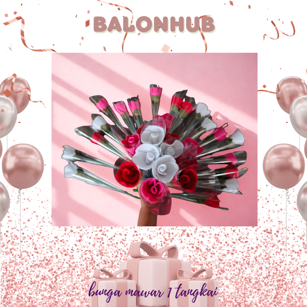 Bunga Mawar Flanel Bunga Mawar 1 Tangkai Buket Bunga Hari Guru Bunga Mawar Merah Pink Putih