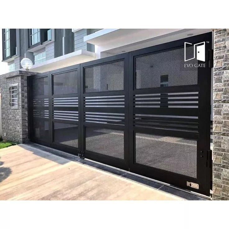 pagar rumah besi minimalis murah warna hitam bahan plat perforated