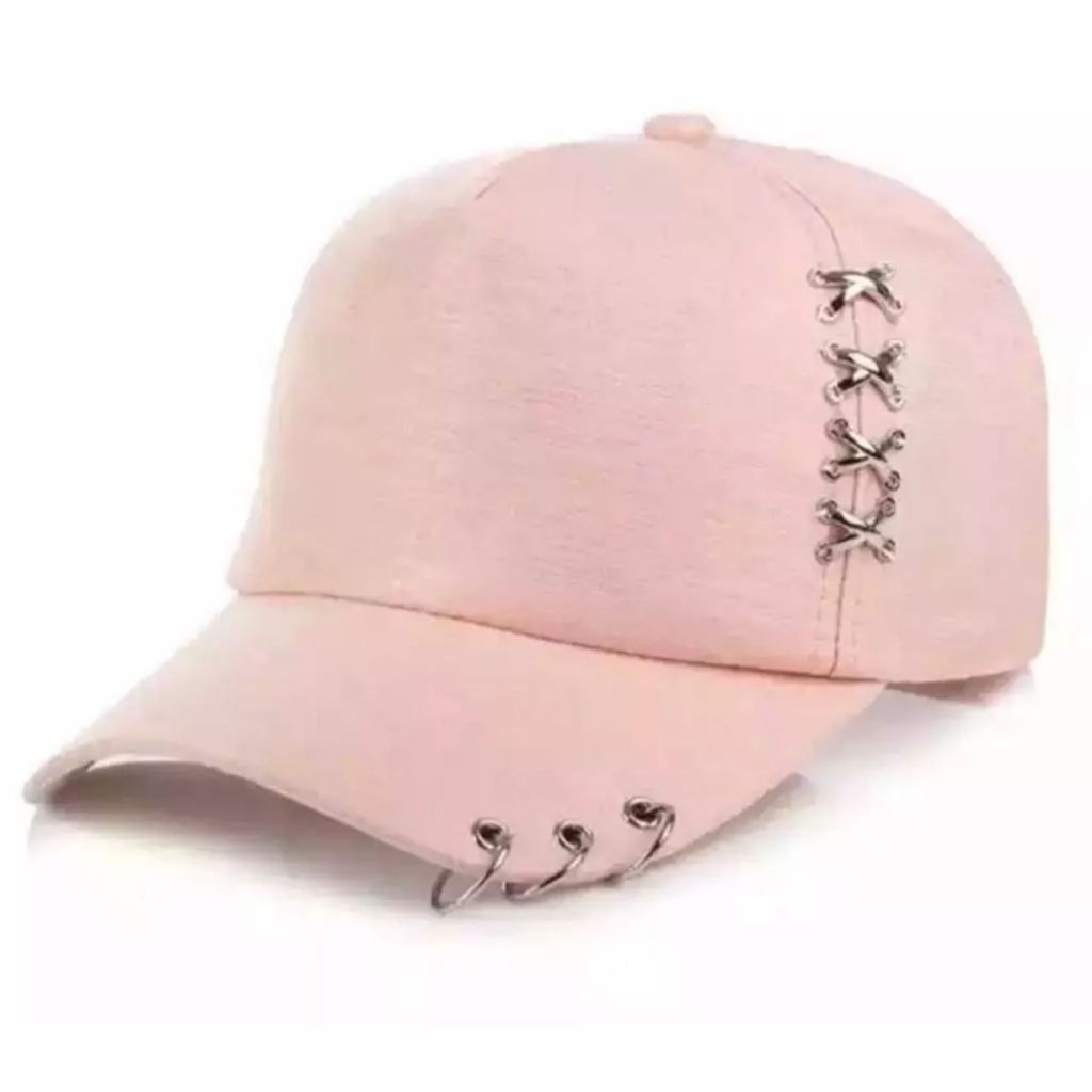 Topi Baseball Ring Cincin Besi Tali Silang Korea Style Pria Wanita Distro Hitam Hip Hop Kekinian