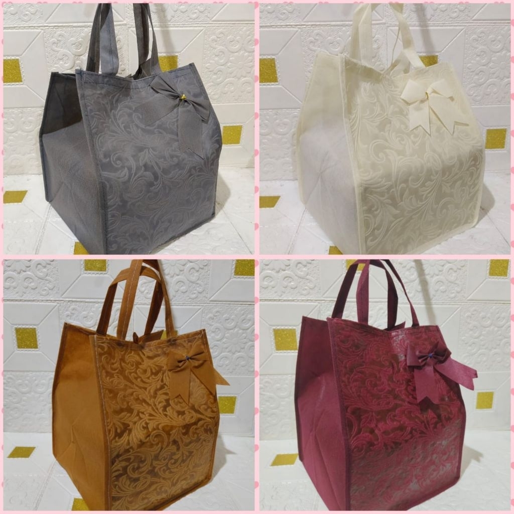 TAS HAJATAN SPUNBOND PITA EMBOS NEW UKURAN 22 HARGA PAKET HEMAT PER_5 LUSIN. #tas kotak nasi#tas ber