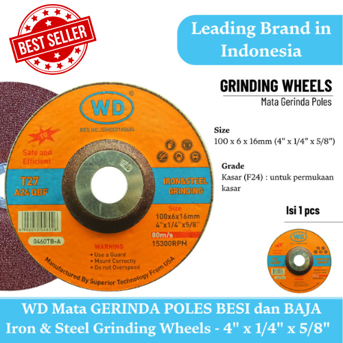 WD Batu Gerinda / Mata Gerinda Poles Asah Besi dan Baja 4 inch x 6 (harga 1 pcs)