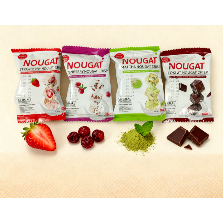 [FUDAO]Nougat Crispy Snowflake Nougat Crisp Campuran Berbagai Rasa 300gr per Kotak