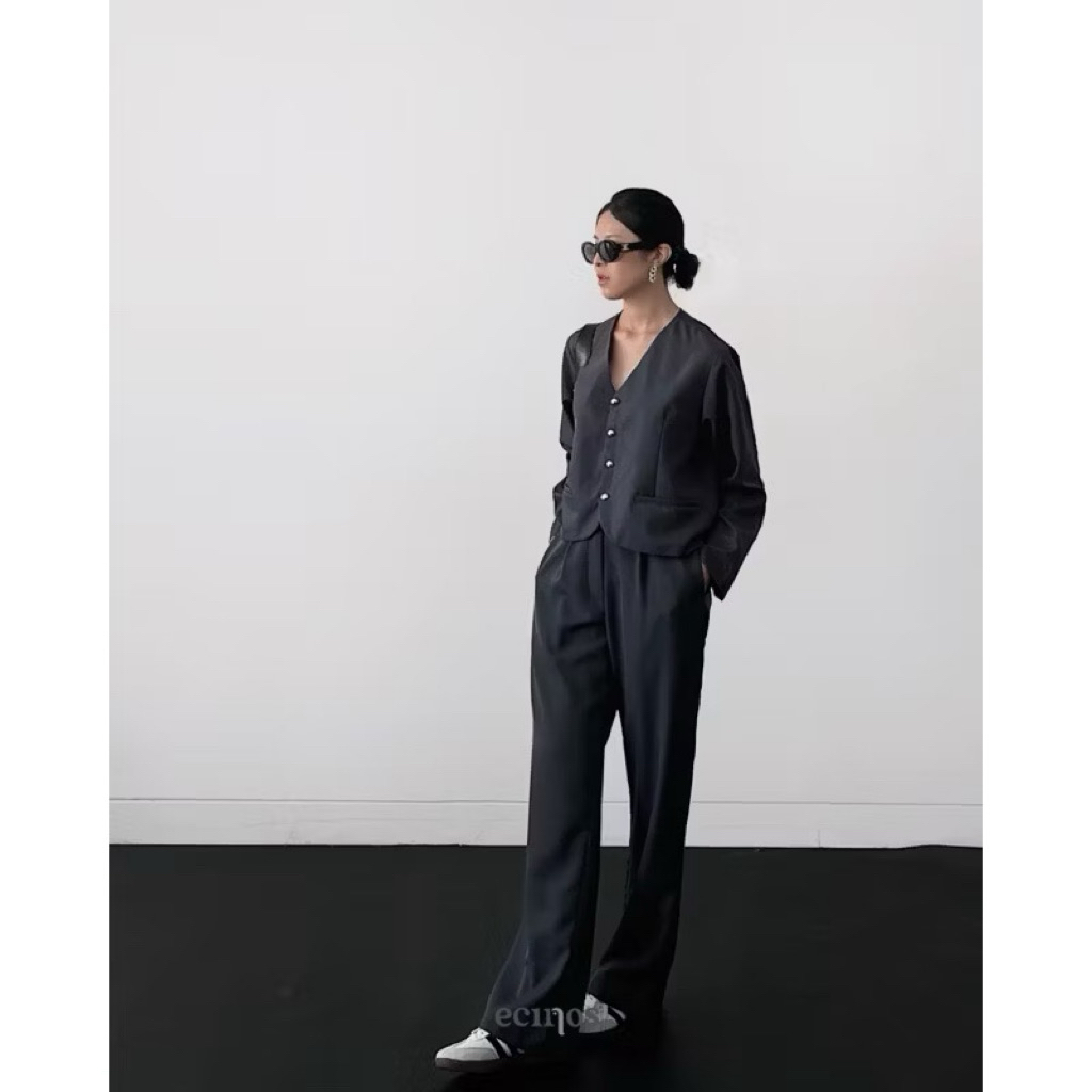 Preloved Ecinos - Spring Top Long Sleeves Size L-XL Charcoal