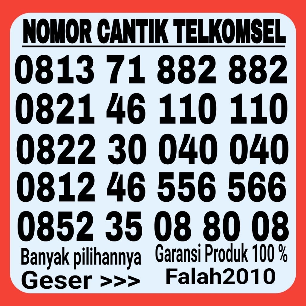 NOMOR CANTIK TELKOMSEL SIMPATI  PILIHAN KARTU PERDANA CANTIK  PILIHAN SUPER