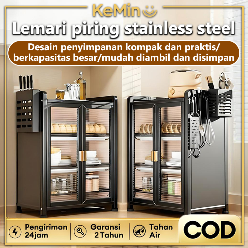 Rak Piring Tertutup Rak Lemari Piring Minimalis Stainless Pengering Piring Stenlis /Rak Dapur Dish S