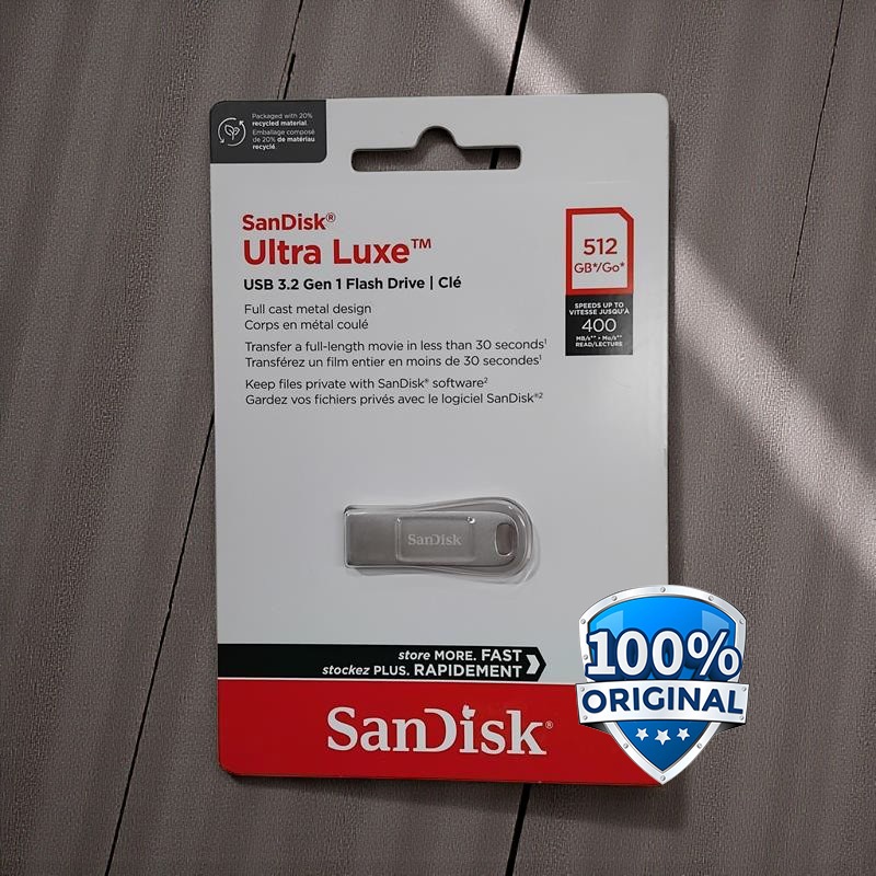 USB Flashdisk USB 3.2 Gen 1 512GB Silver SDCZ74-512G SDCZ74 SanDisk Ultra Luxe
