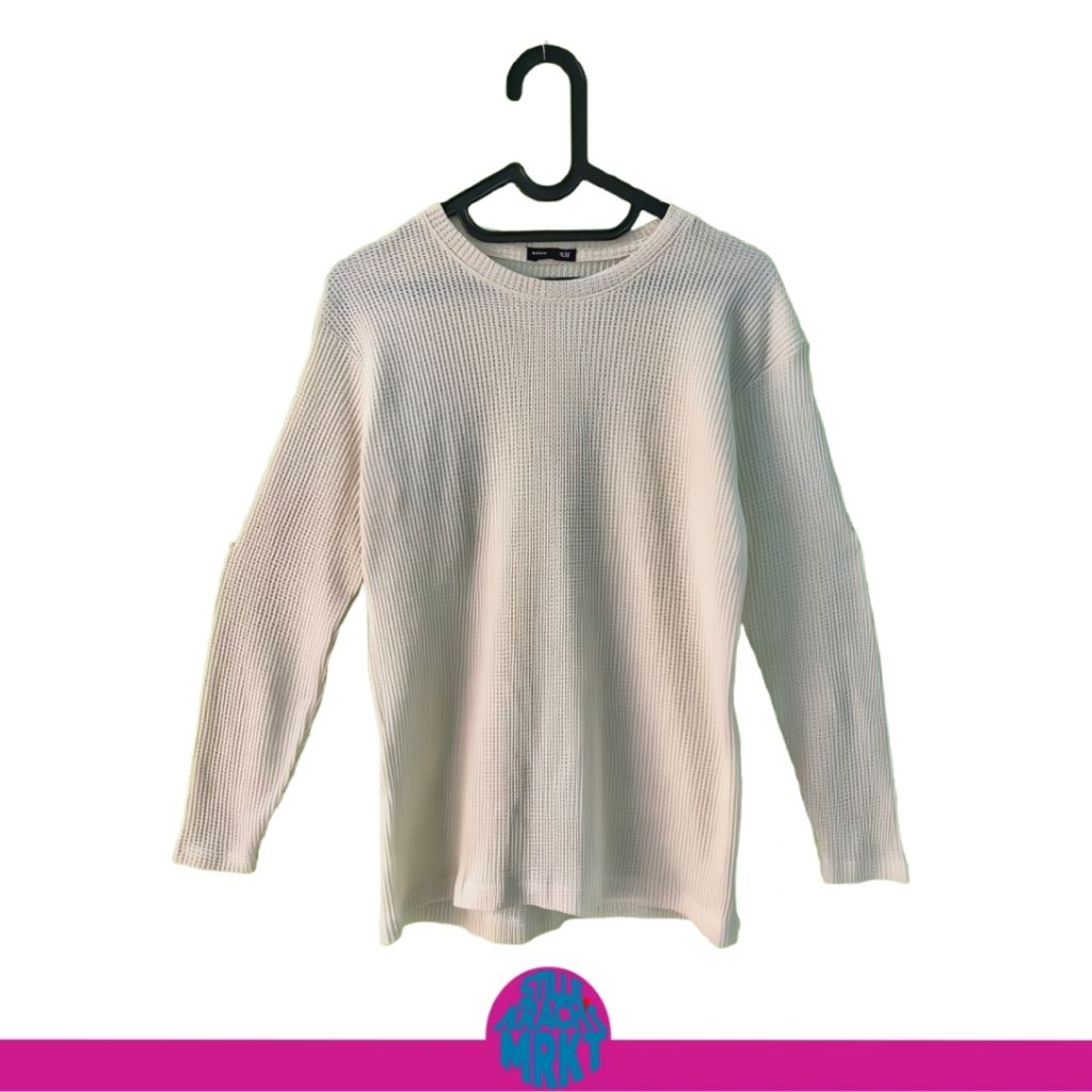 H&M Knit Lengan Panjang Wanita – Sweater Rajut Putih Ecru Preloved