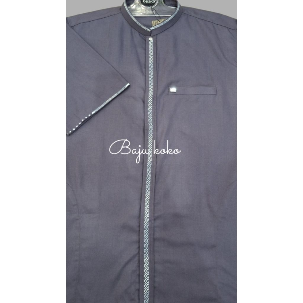 Baju Koko Lengan Pendek Warna Ungu Tua Size M / L