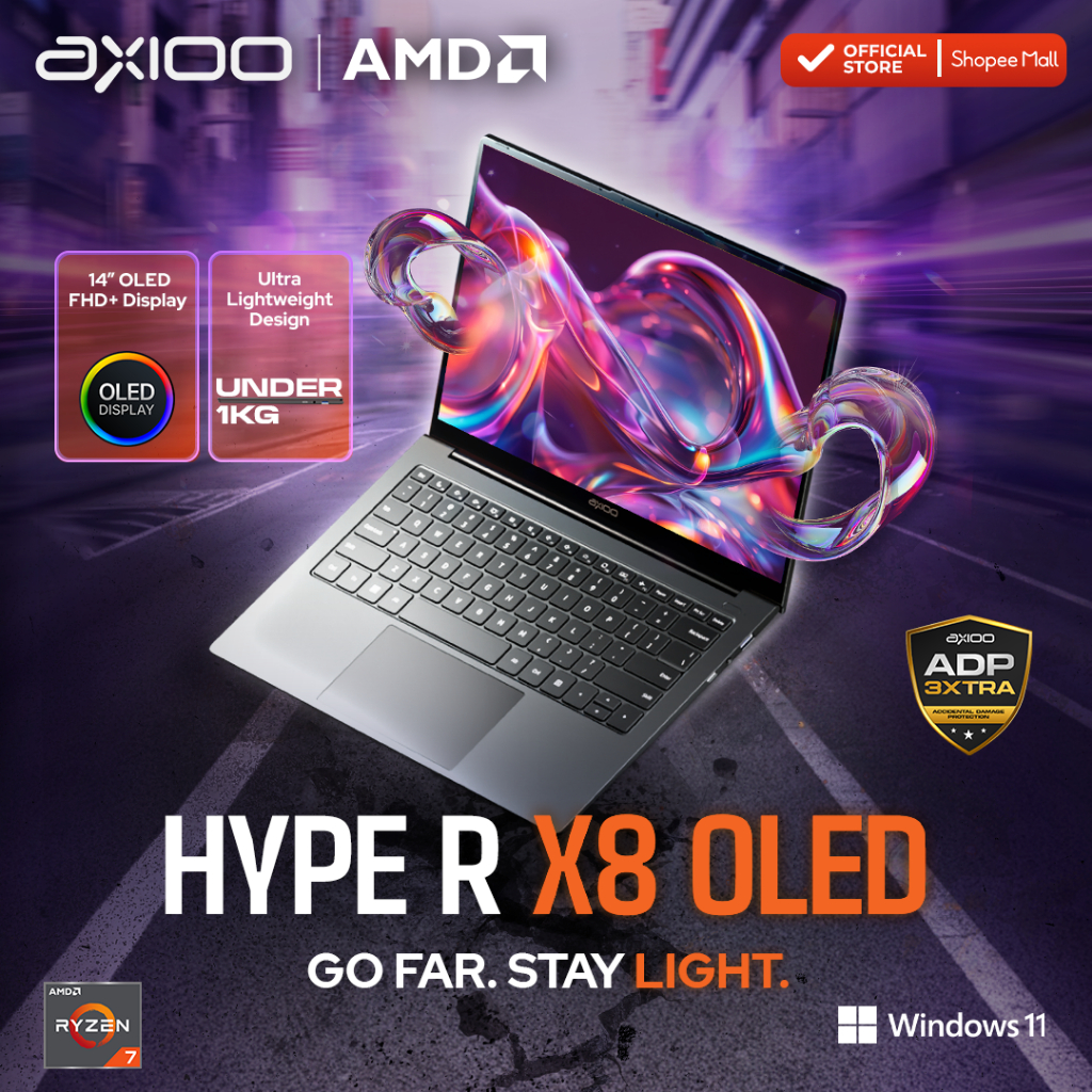 Axioo Laptop Hype R X8 OLED Ryzen 7 PRO 6850U/16GB/512GB/FHD+ OLED - Windows 11