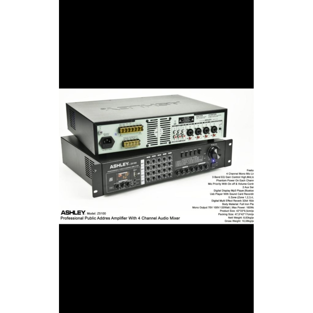 Power Amplifier with 4 Channel Audio Mixer Ashley Z 5100 Original