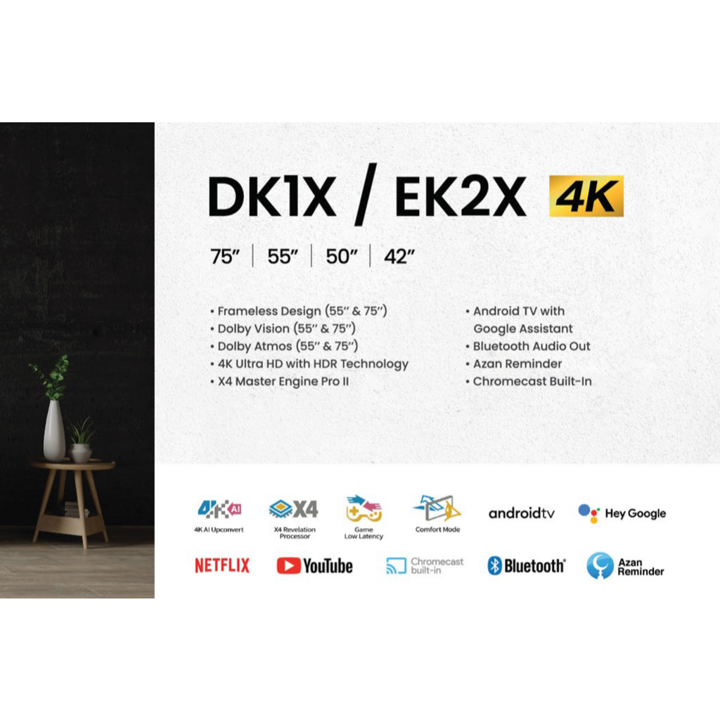 SHARP LED TV 55 INCH 4K Android TV 4T-C55EK2X