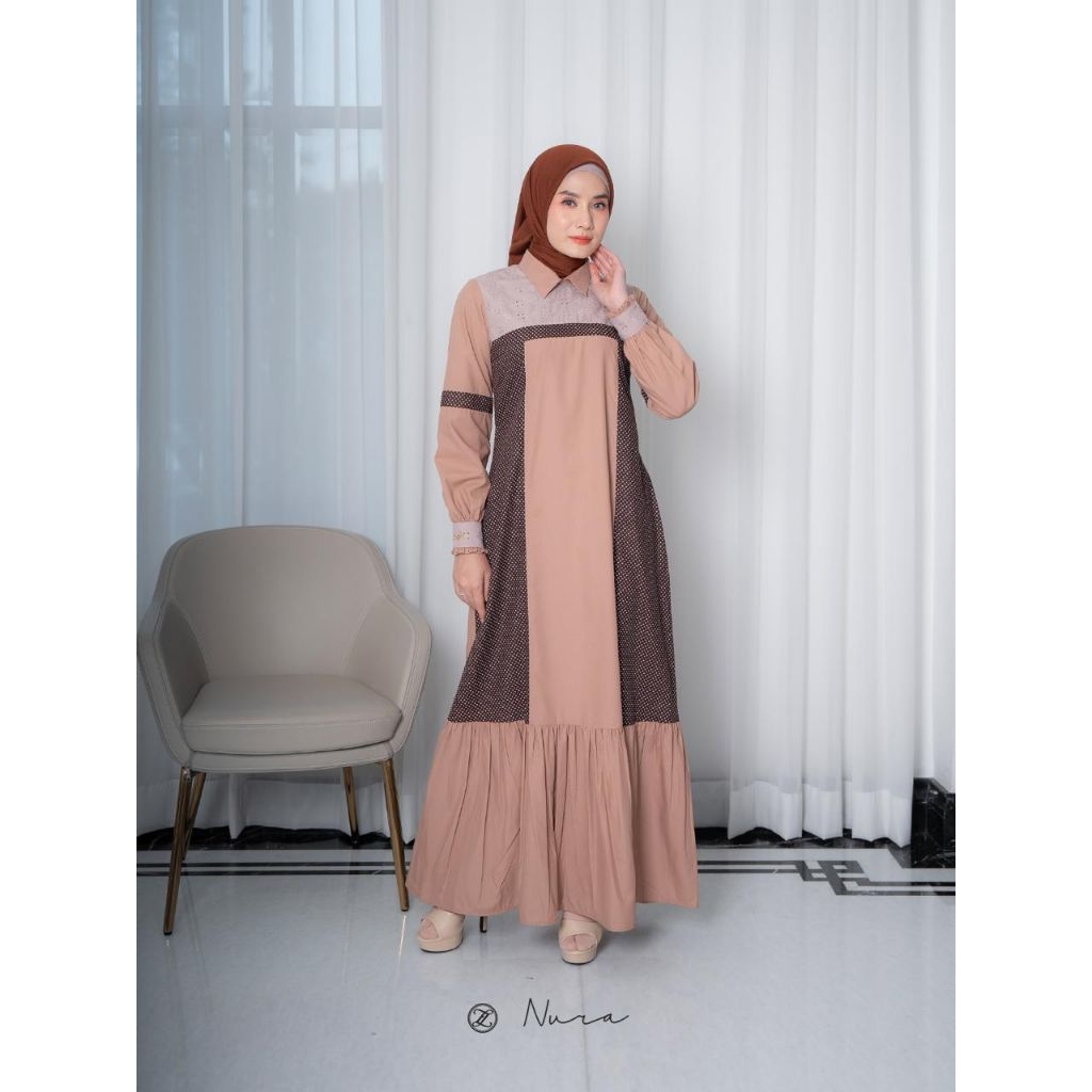 NURA DRESS by Zalifa✔️Gamis zalifa, gamis motif, gamis simple, gamis zalifa
