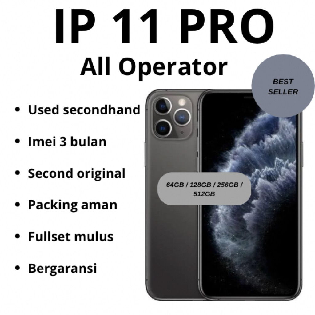 iPhone 11 Pro All Operator 64GB/256GB/512GB 4G LTE - Bergaransi