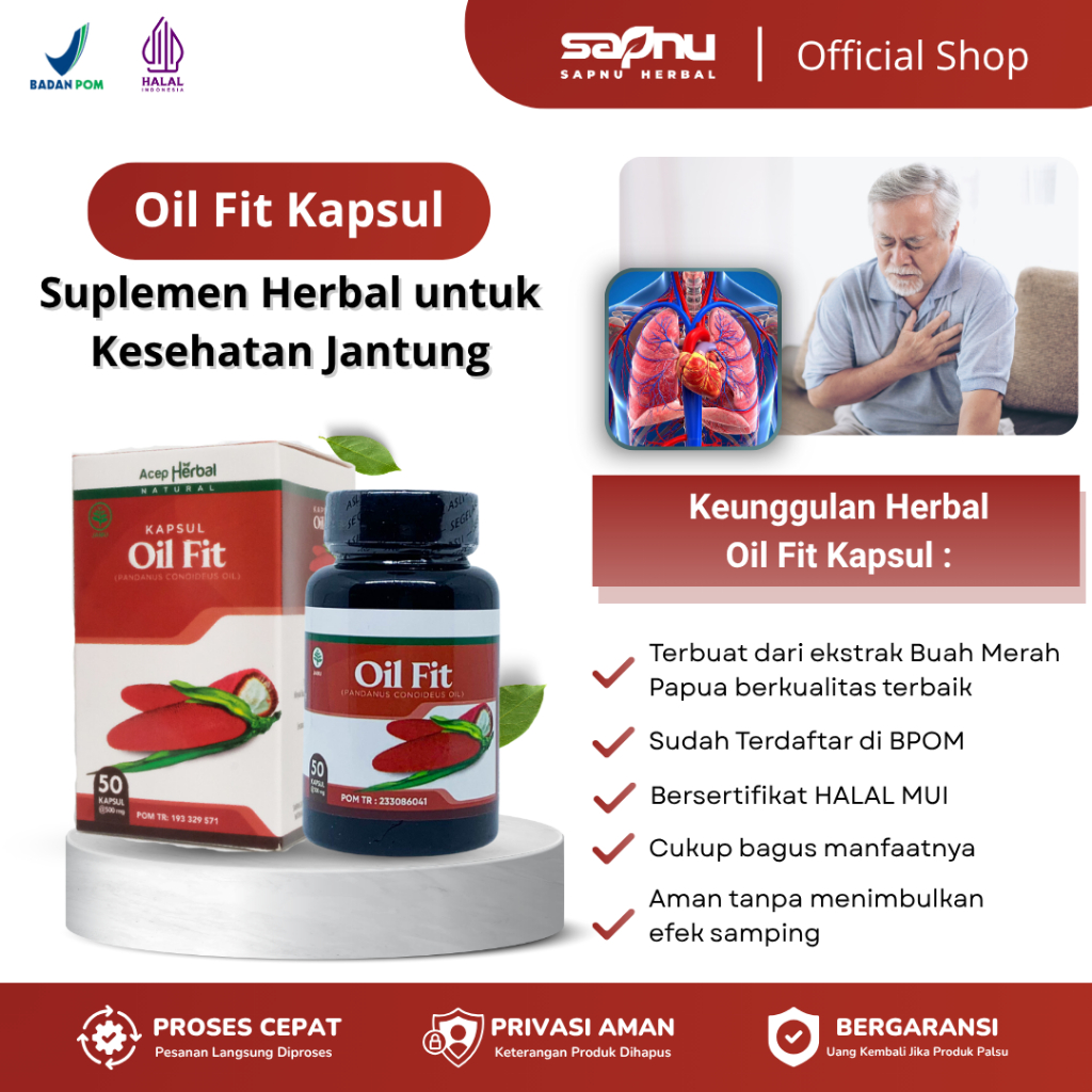 Oil Fit Kapsul Suplemen Kesehatan Jantung, Obat Herbal Penyakit Jantung Koroner Kolesterol