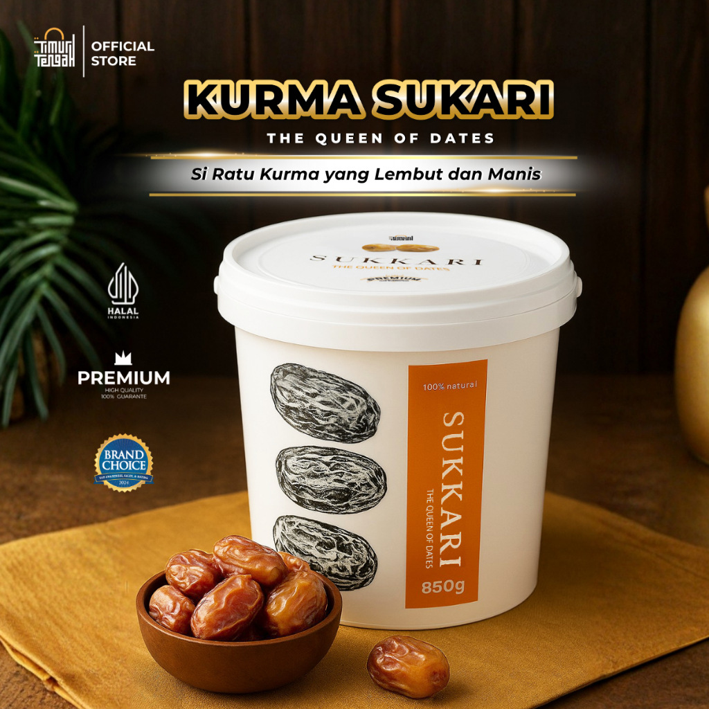 Timur Tengah Kurma Sukari Ember 850 gr Kurma Raja Manis Lembut Legit Premium Sukkari Dates Original 